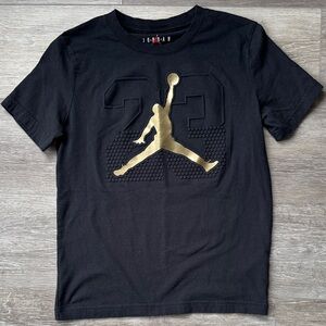 Jordan Black Tee with Gold Jumpman